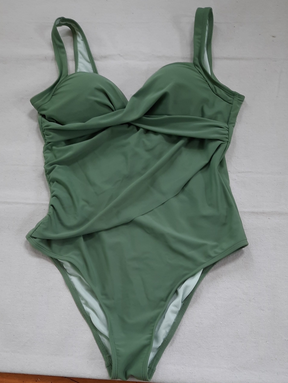 Cupshe Sage Green Draped One-Piece Swimsuit